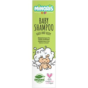 Minoris Baby Haar- en Lichaamsshampoo | Biologische & Natuurlijke Inhoud, Prikvrij, Ultra-Zacht, Dermatologisch Getest, Vrij van Sulfaten & Parabenen, Vegan, pH 5.5, Behandeling van Berg bij Pasgeborenen, 400 ml