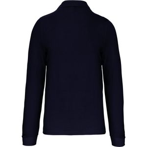 Herenpoloshirt met knopen en lange mouwen Donkerblauw - XXL