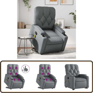 vidaXL Sta-op-massagestoel - Verstelbaar - Kunstleer - Grijs Sta-op Massagestoel - Massagerstoel - Elektrisch Verstelbaar - Ergonomische Stoel - Lounge Stoel