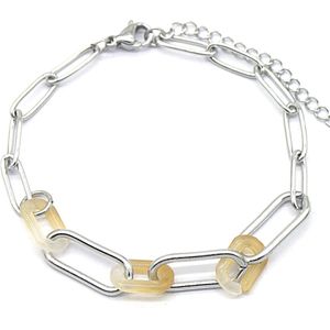 Armband Dames - Schakels Ovaal - RVS - Lengte 16-19 cm - Zilverkleurig
