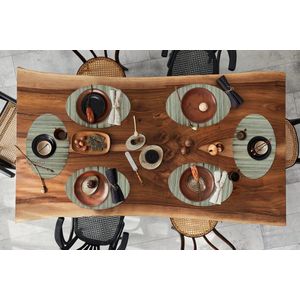 Placemats ovaal - Onderleggers - Ovale placemats - Retro - Industrieel - Golfplaat - Patronen - 6 stuks