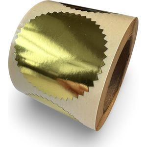 Gouden Sluitsticker - Glamorous Gold - 250 Stuks - XL - rond 50mm - sterrand - sluitzegel - embosser - chique inpakken - cadeau - gift - trouwkaart - geboortekaart - kerst