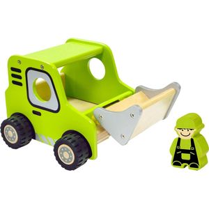 groene bulldozer | I'm Toy kiddy vehicle | houten voertuig - speelgoed | bulldozer | peuters en kleuters