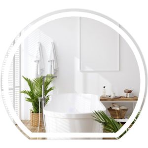 COSTWAY Led-badkamerspiegel met verlichting, anti-condens, wandspiegel, dimbaar, met aanraakschakelaar en geheugenfunctie, led-spiegel, hangspiegel voor badkamer