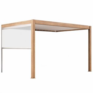 Oviala - 3x4m aanbouw bioklimatische pergola en 1 witte houten jaloezie