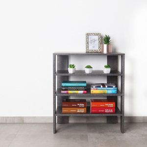 Schoenenrek smal en hoog 70 x 55 x 32 cm staand rek pershout betonlook grijs WM039-BG, schoenenstandaard met 3 niveaus, schoenenkast open, schoenenrekken hal schoenenrek, schoenenrek klein,