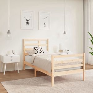 The Living Store Houten Bedframe - Grenenhout - Eenpersoons - 195.5 x 81 x 104 cm - Stabiel en Stijlvol - Geschikt voor 75 x 190 cm Matras - Montage vereist - Inclusief Hoofdeind en Voeteneind