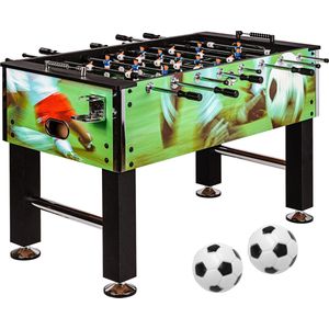 Voetbaltafel - Tafelvoetbal - Kickertafel - Tafelvoetbalspel - Tafelvoetbaltafel - Tafelvoetbal balletjes - Complete set - Inclusief ballen - 60 kg - MDF - Voetbal print - L 140 x B 73 x H 87 cm