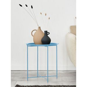 Ronde inklapbare bijzettafel met opbergruimte – turkoois – Voglrieder – Ø47 cm – Metaal – Binnen & Buiten
