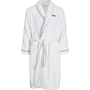 Jack & Jones Badjas Heren Badstof JACPIPING BATHROBE Wit - Maat L/XL