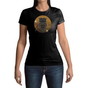 Uilen T-shirt - Dames - Maat L - Zwart