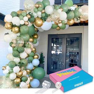 Dikke Fissa® - Alles in 1 Ballonnenpakket - 130 Stuks - Ballonnenboog Decoratie Feestpakket - Goud Wit Olijfgroen Ballonnen - Boog- Verjaardag - Jubileum - Huwelijk - 50 jaar - Babyshower versiering