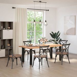 vidaXL Eettafel - Eettafels - Eetkamertafel - Keukentafel - Eettafel met natuurlijke rand massief eikenhout rechthoekig