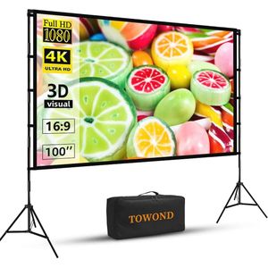 100 inch Projectiescherm - Draagbaar & Opvouwbaar - 16:9 Formaat voor Binnen & Buiten - Ideaal voor Thuis, Camping en Evenementen
