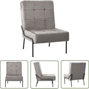 The Living Store Relaxstoel 65x79x87 cm fluweel lichtgrijs - Relaxstoel - Velvet Stoel - Comfortabele Stoel - Lounge Stoel - Grijs Meubilair
