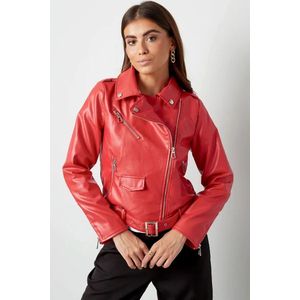 Vegan leren jack - imitatie leder - dames - rood - maat S