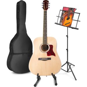 Akoestische gitaar voor beginners - MAX SoloJam Western gitaar - Incl. gitaar standaard, muziekstandaard, gitaar stemapparaat, gitaartas en 2x plectrum - Hout