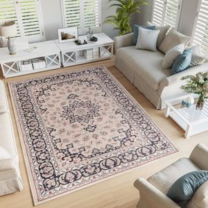 Tapiso Colorado Vloerkleed Beige Grijs Gebloemd Woonkamer Tapijt Maat- 140x200