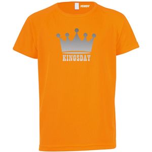 T-shirt kinderen Kroon zilver | koningsdag kinderen | oranje shirt | Oranje | maat 140