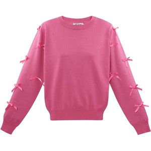 Bow whisper trui - top met strikjes - nieuwe collectie - herfst/winter - dames - fuchsia - maat S/M