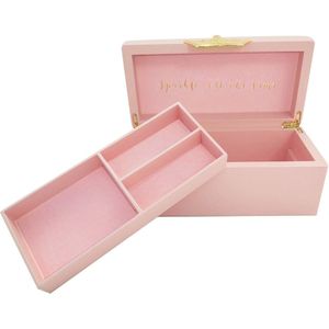 Disney Princess Pink Solid Wood Lacquered Jewellery Box and Gold plated crown clasp
