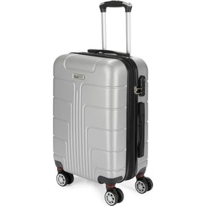 BRUBAKER Handbagage Hardcase Koffer Miami - Uitbreidbare Reiskoffer met cijferslot, 4 Wielen en Comfortabele Handgrepen - 37 x 56 x 24,5 cm ABS Trolley Koffer (M - Zilver)