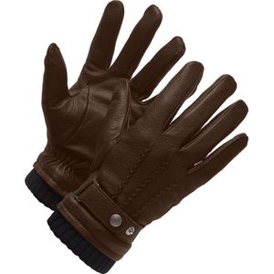 Leren Handschoenen Heren - 100% soepel leder - Luxe warme wollen voering - Bruine Handschoenen voor mannen - Winddicht en met goede pasvorm - model Jack - maat S