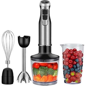 Staafmixers - Handmixer - Elektrische Onderdompelingsmixer - 4 in 1 - 600W - Inclusief Slijpmachine En Beker - RVS Ijsbladen