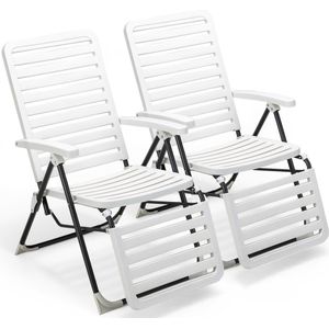 COSTWAY Ligstoel, inklapbare ligstoel met 7-voudig verstelbare rugleuning, weerbestendige relaxstoel met hoge rugleuning, ademend, ligstoel voor achtertuin, balkon