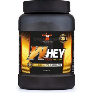 M Double You - 100% Whey Protein (Mango/White Chocolate - 900 gram) - Eiwitshake - Eiwitpoeder - Eiwitten - Sportvoeding - 36 shakes