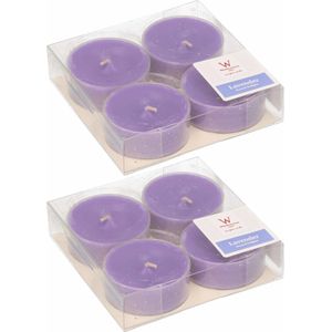 8x Maxi geurtheelichtjes lavendel/paars 9 branduren - Geurkaarsen lavendelgeur - Grote waxinelichtjes