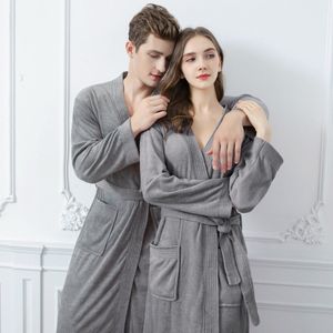 CALIYO Badjas Dames - Kimono - Sauna Badjas - Pyjama Dames - Biologisch Katoen - Grijs - L