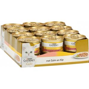 24x Gourmet Gold - Fijne Hapjes Zalm & Kip - Kattenvoer - 85g