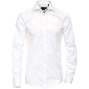 VENTI modern fit overhemd - mouwlengte 7 - wit - Strijkvrij - Boordmaat: 45