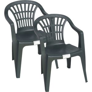 Gerimport Stoel voor buiten/binnen - 4x - tuinstoelen - donkergroen - 50 x 54 x 76 cm - stevig kunststof - Bijzet stoelen