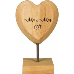 Wooden Heart - Mr & Mrs - Lint: Speciaal voor jou - Cadeauverpakking