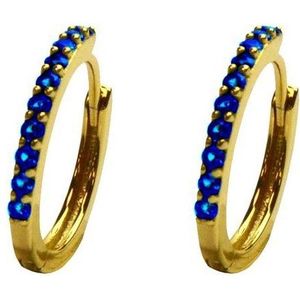 Silventi 9SIL-21057 Zilveren Ooringen - Dames - Blauwe en Witte Zirkonia - 16 mm Doorsnee - 1,8 mm Breed - Zilver - Gold plated (Verguld / Goud op Zilver)