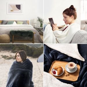 pluizige Sherpa deken - hoogwaardige deken, fleece deken, superzachte fleecedeken als bankhoes, sprei of woonkamerdeken, 150 x 200 cm, Diepzeeblauw