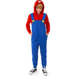 OppoSuits Mario Kids Onesie - Nintendo Huispak - Kinder Kleding voor Mario Outfit - Carnaval - Rood - Maat: XL - 158/164 - 170/176 - 14-16 Jaar