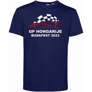 T-shirt Auto GP Hongarije Budapest 2023 | Formule 1 fan | Max Verstappen / Red Bull racing supporter | Navy | maat XXL