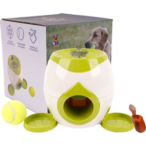 Pet Perfect Treat Dispenser - Honden speelgoed - Automatische Ballenwerper - Incl. Verzwaarde Tennisbal