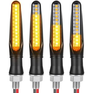 4 Stuks Universele Waterdichte Motor Richtingaanwijzers - Knipperlichten 12V Vloeiend Dagrijverlichting Remlichten - Zwart