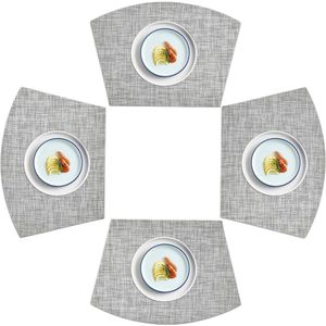 PVC Placemat Wig Placemats Wasbare Vinyl Placemats Ronde Tafel Set van 4 Wit Grijs PVC Placemat Wig Placemats Wasbare Vinyl Placemats Ronde Tafel Set van 4 Wit Grijs PVC Placemat Wig Placemats Wasbare Vinyl Placemats Ronde Tafel Set van 4 Wit Grijs