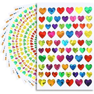 Heart Shaped Stickers - Colourful Self-Adhesive Labels for Gift Wrapping Cards Envelope