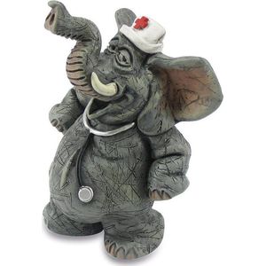 grappige beelden collectie - olifant verpleegkundige - olifant dokter - olifant arts - grappige beeldje - 8.5 cm hoog – polyresin