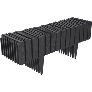 Houtlook Robuuste Gazonrand Tuinhek Perkrand Tuinpalissade Decoratieve Tuinafbakening Palissadehek - Antraciet - 4,6 m