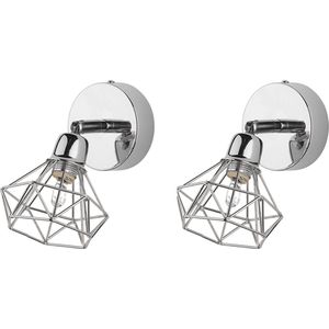 ERMA - Wandlamp set van 2 - Zilver - Metaal