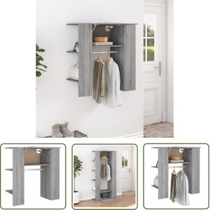 The Living Store Halmeubel 97,5x37x99 cm bewerkt hout grijs sonoma eikenkleurig - Gangkast - Kast - Bergruimte - Houten Kast - Grijze Kast