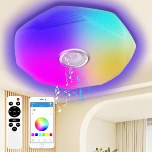 Verstelbare LED-plafondlamp met Bluetooth-luidspreker en RGB-kleurverandering - 48W - Afstandsbediening en APP - LED-muziekplafond - Ø39cm