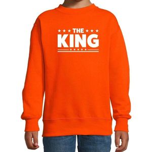 The King tekst sweater oranje kids - kids trui The King - oranje kleding 118/128 (7-8 jaar)